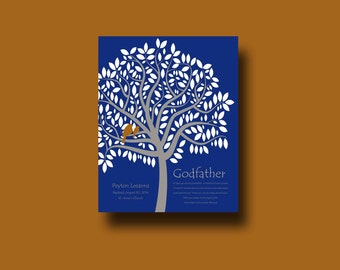De gift van de GODFATHER - gepersonaliseerde gift voor peetouders - geschenk van petekind - gepersonaliseerde Godfather Print - Godfather Keepsake boom