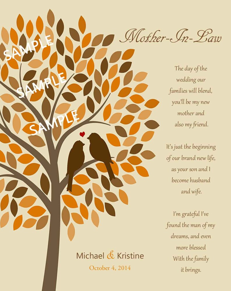 MOTHER IN LAW Gift Thank You Print Mother of Bride Gift | Etsy