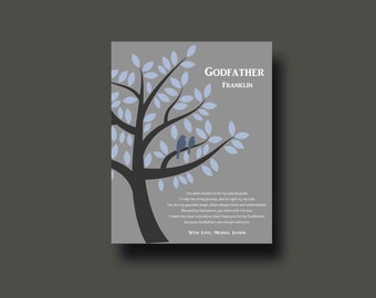De gift van de GODFATHER - gepersonaliseerde gift voor peetouders - geschenk van petekind - gepersonaliseerde Godfather Print - Godfather Keepsake boom
