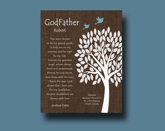 De gift van de GODFATHER - gepersonaliseerde gift voor peetouders - geschenk van petekind - gepersonaliseerde Godfather Print - Godfather Keepsake boom