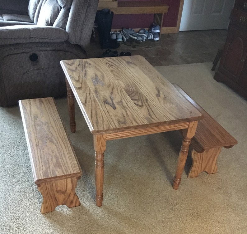 Beautiful Kids Wooden Table And Bench Set