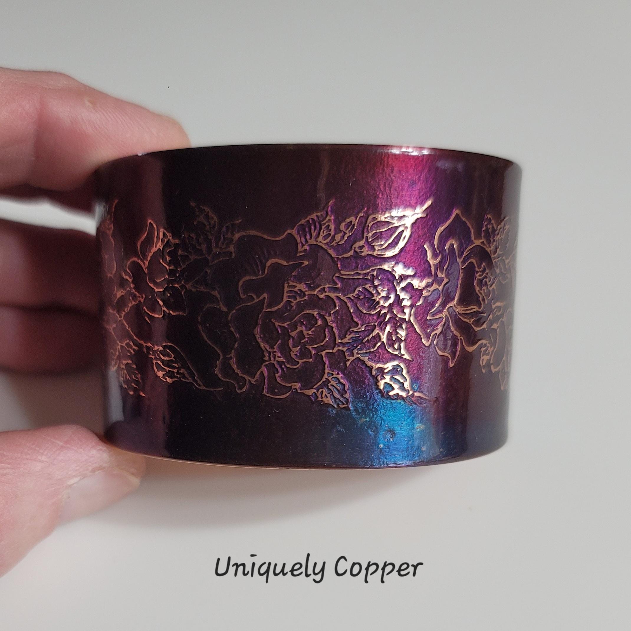 Copper Cuff Bracelet, Flame Painted, Wife Gift, Gift For Her, Birthday, 7th Anniversary, 22nd, Copper Anniversary, Mother's Day, Copper Rose