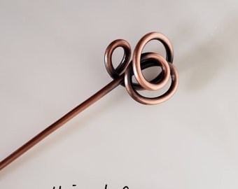 Antiqued Copper Hair Stick, Shawl Pin, 7th or 22nd Copper Anniversary Gifts For Her