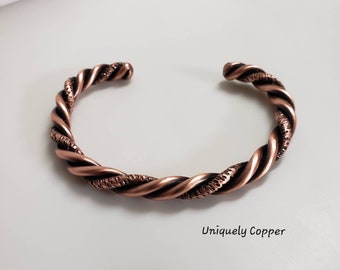 Twisted Copper Cuff, 7th, 22nd, Copper Anniversary, Gift For Him, Gift For Her, Men's, Women's, Antiqued Copper Bracelet, Copper Jewelry
