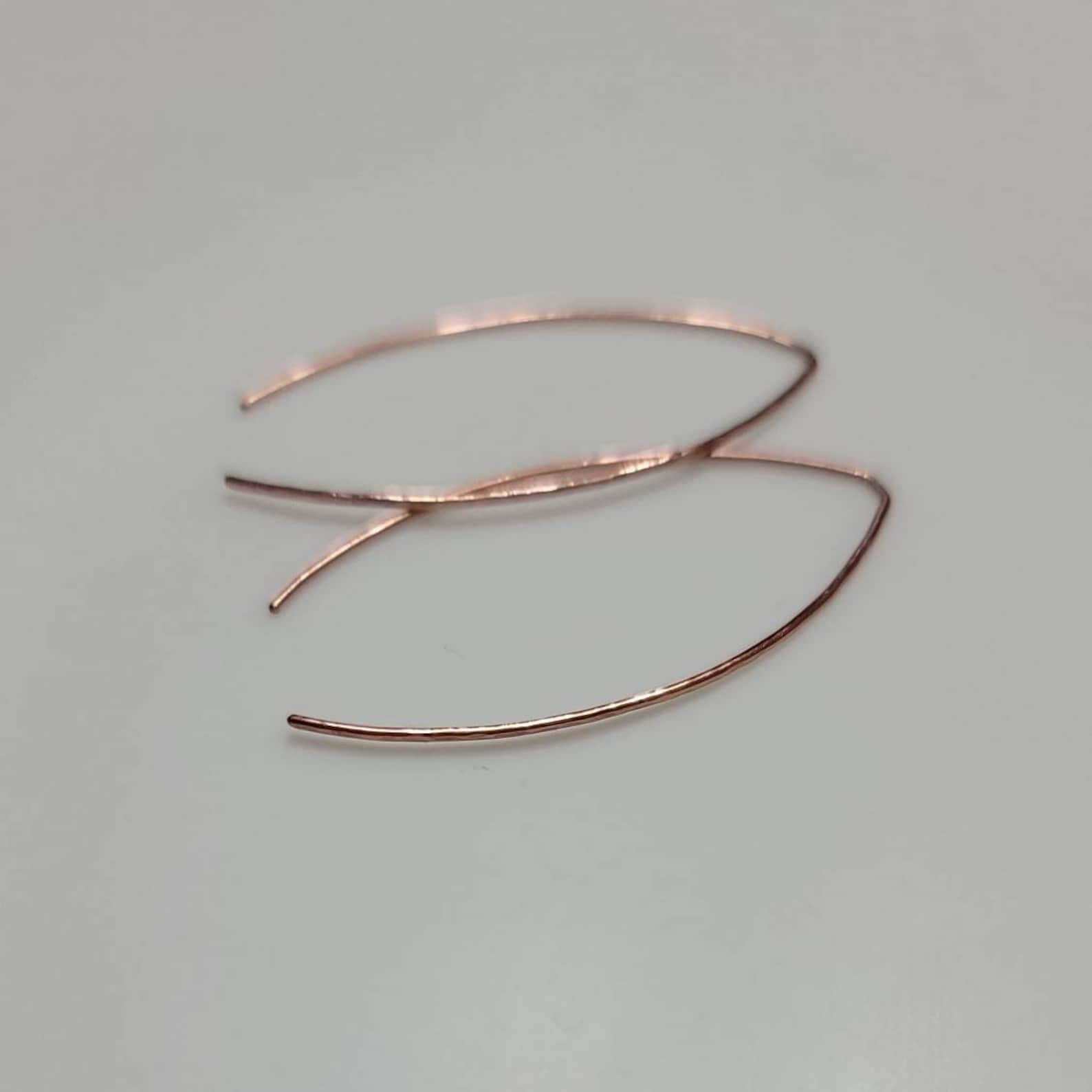 Hammered Copper Wishbone Earrings: Minimalist Threader Style - Etsy