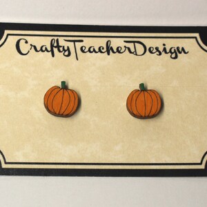 Pumpkin Wood Earrings // Fall Theme Earrings // Halloween Theme Earrings