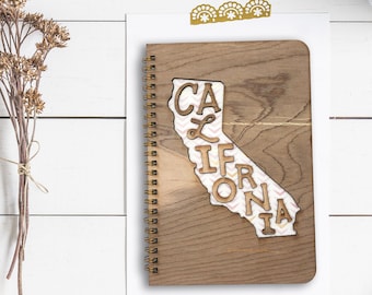 Wood Journal // Laser Cut Wood Notebook // California Journal