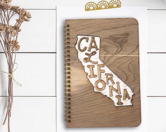 Wood Journal // Laser Cut Wood Notebook // California Journal