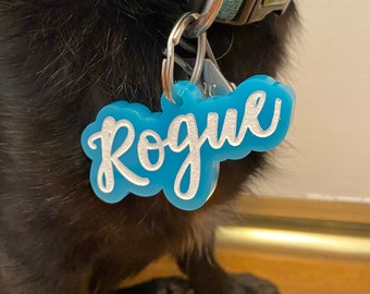 Custom Dog Tag // TURQUOISE Acrylic Dog Tag // Personalized Pet Tag // Cat Tag // ID Tag For Dog