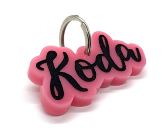 Custom Dog Tag // PINK Acrylic Dog Tag // Personalized Pet Tag // Cat Tag // ID Tag For Dog