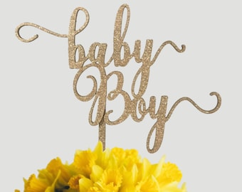 Baby Boy Cake Topper // Baby Shower Cake Topper // Laser Cut Wood Cake Topper