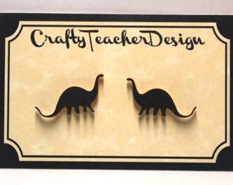 Dinosaur Earrings // Laser Cut Wood Jewelry