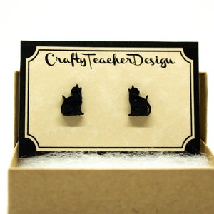 Cat Earrings // Laser Cut Wood Earrings