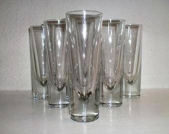 6 Stück Set, Mid-Century Bullet-Gläser * Carlo Moretti - Borgonovo * Schwere Italienische Kristall Brunch-Gläser
