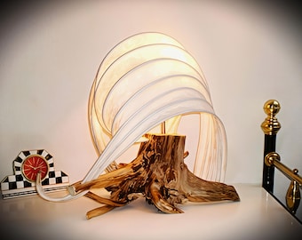 Stehlampe Bodenlampe Leuchte Tischlampe Kunst LichtSkulptur WurzelHolz+ Papier Kunstwerk Artwork Organic Paper-Light-Sculpture TableLamp