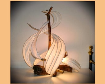 Tischlampe Bodenlampe Leuchte Kunst LichtSkulptur Hängelampe WurzelHolz+ Papier Kunstwerk Artwork Organic Paper-Light-Sculpture TableLamp