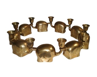 Art-Deco Messing Elefanten Kerzenhalter / Kerzenständer (erweiterbar) Brass ArtDeco Candleholder Candlesticks