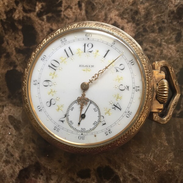 Elgin side winder, pocket watch, possible dates to 1896-1899