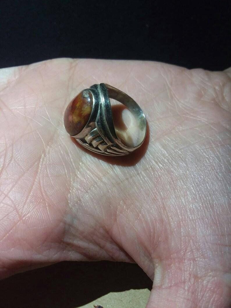Mens Fire Agate Sterling Silver Ring Etsy