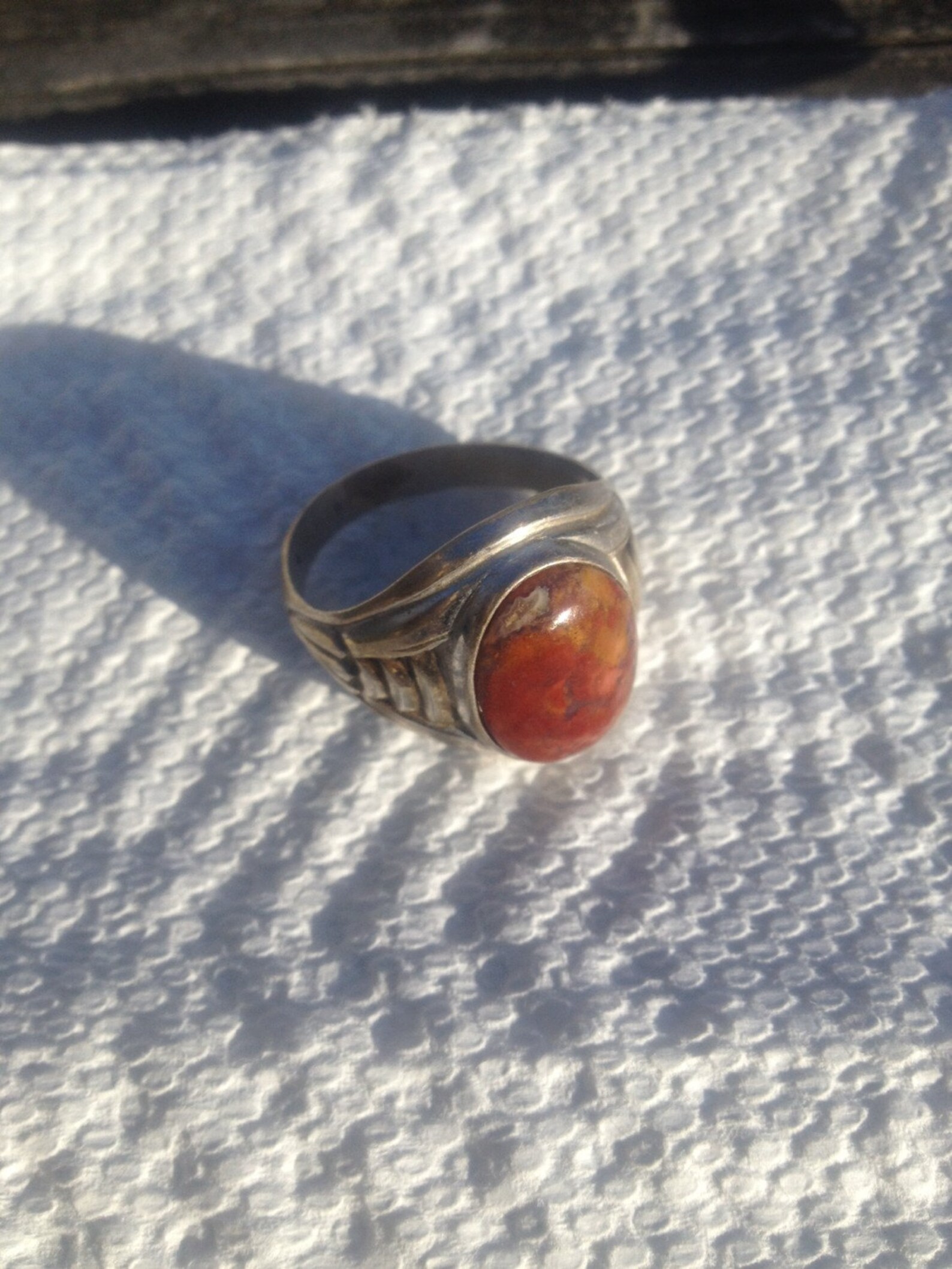 Mens Fire Agate Sterling Silver Ring Etsy