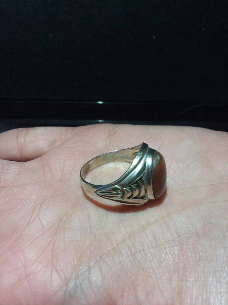 Mens Fire Agate Sterling Silver Ring Etsy