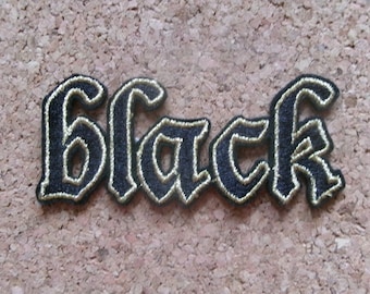 Patch thermocollant d'occasion lettre Black brodé à coudre ou repasser polices écritures environ 9 x 4 cm