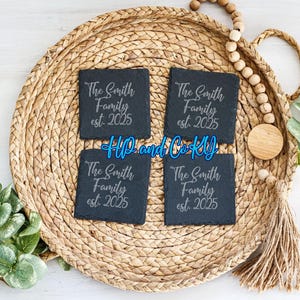 Personalized Engraved Slate Coasters | Custom Drink Coasters | Unique Wedding Gift | Housewarming Gift | Custom Home Decor