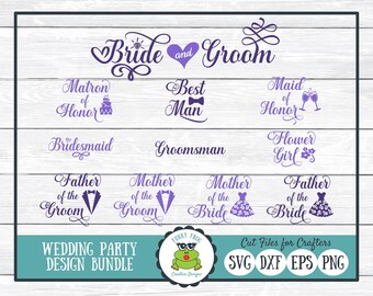 Wedding Party Design SVG Bundle, Cut Files for Crafters
