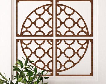 Geometric Circle Wall Art SVG | 4 Panel Laser Cut File