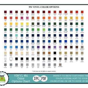 Vinyl Color Options Chart for Store Owners Color Mockups - Etsy