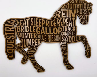 Horse Word Art SVG | Equestrian Laser Cut File