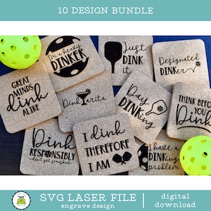 SVG Pickleball Dinking Puns Laser Engraving 10 Design Bundle | Vector Engraving File for Lasers | Glowforge File