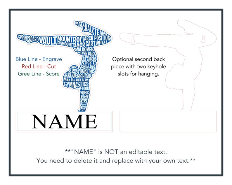 Gymnast Word Art Laser Cut Ready File SVG Vector File for Etsy