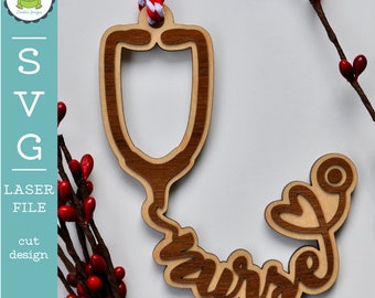 Nurse Love Ornament SVG Laser Cut File | Stethoscope Design (Digital Download)