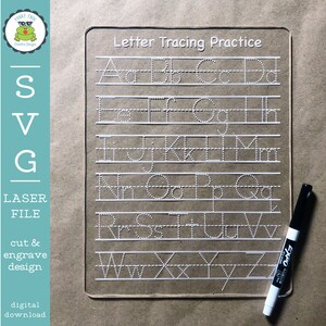 SVG Letter Tracing Laser Ready File | Tracing Practice | Alphabet Tracing | SVG Vector File for Lasers | Glowforge File