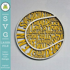 SVG Tennis Word Art Laser Ready File | Tennis Ball Art | SVG Vector File for Laser Crafting | Glowforge File