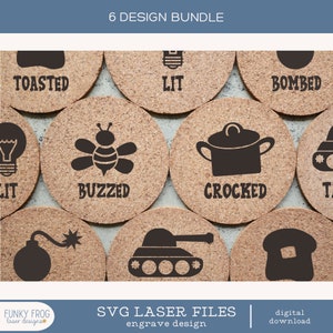 SVG Funny Drink Labels Laser-Ready Design Bundle | Vector Engraving File for Lasers