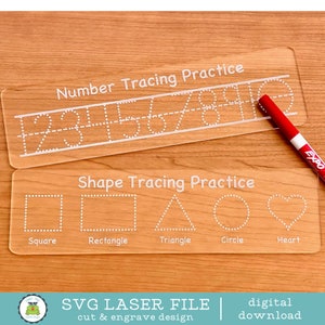 SVG Numbers and Shapes Tracing Laser Ready Files | Tracing Practice | SVG Vector File for Lasers | Glowforge File
