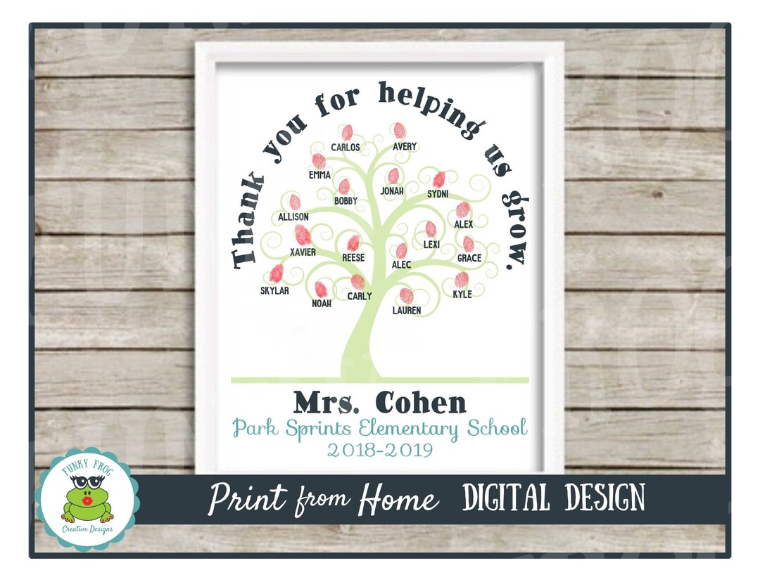 PRINTABLE Personalized Teacher Appreciation Gift Thumb Print - Etsy