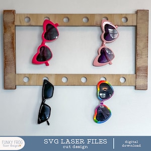 SVG Hanging Sunglasses Holder Laser Ready Cut File | Vector File for lasers