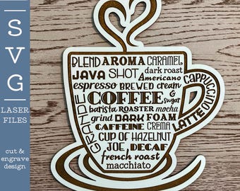 Coffee Word Art SVG | Laser Cut File
