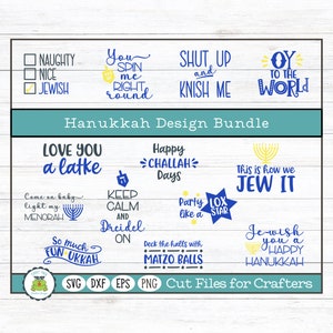 Hanukkah Design Bundle, Chanukah SVG Cut Files for Crafters