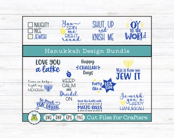 Hanukkah Design Bundle, Chanukah SVG Cut Files for Crafters