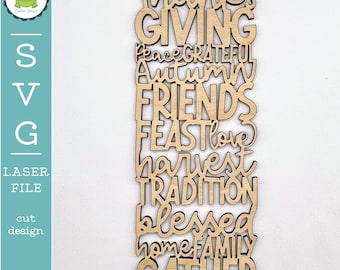 Thanksgiving Word Art SVG | Laser Cut File, Glowforge Ready (Digital Download)