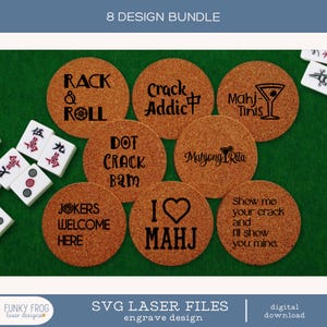 SVG Mahjong Laser Engraving Design Bundle | Coaster Engraving Designs | Vector Engraving Files for Lasers