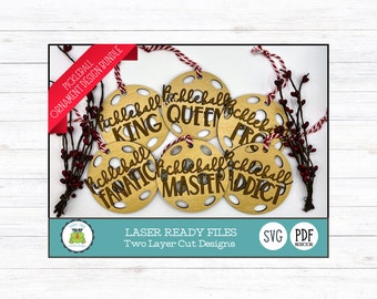 Pickleball Ornament SVG Laser Cut Design Bundle - Christmas (Digital Download)