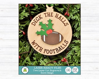 Football Christmas Ornament SVG - Glowforge Laser Cut File (Digital Download)