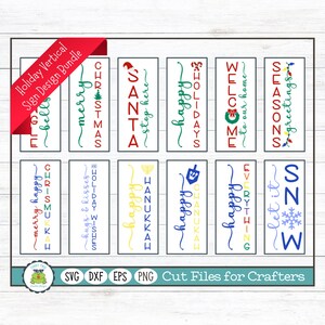 Holiday Vertical Sign Design Bundle, Christmas SVG Cut Files for Crafters