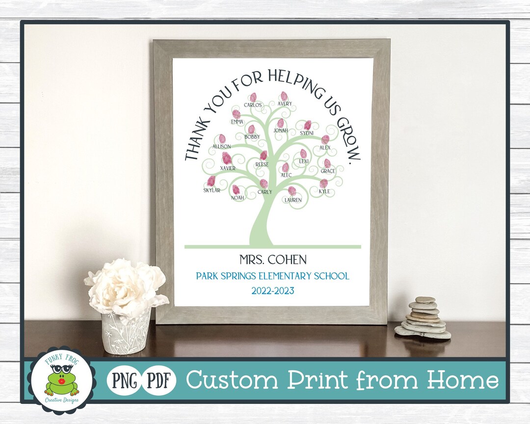 PRINTABLE Personalized Teacher Appreciation Gift, Thumb Print, Finger ...
