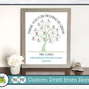 PRINTABLE Personalized Teacher Appreciation Gift, Thumb Print, Finger Print Tree, Digital Print